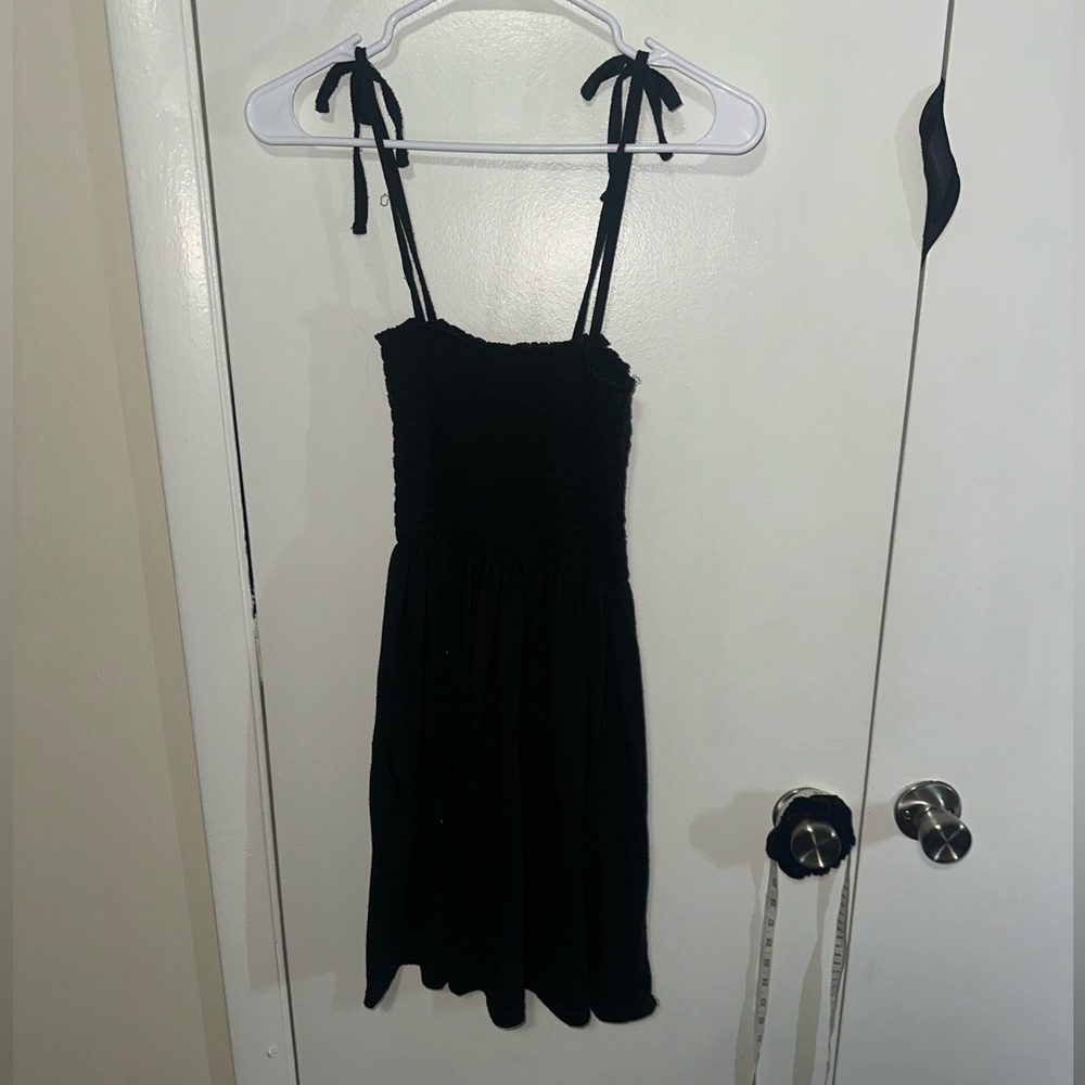 Black Sleeveless Dress with Tie Straps